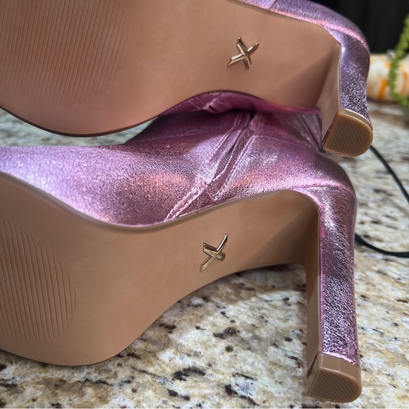 Brian Atwood x Express Metallic Over The Knee Heeled Boots 8.5 - Picture 12 of 15